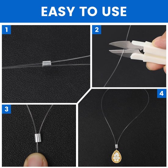 Vislijn met schaar en 0,6 mm dikte, 200 meter, transparant, scheurvast, onzichtbaar, sterk nylon draad, knutselen, sieraden, op te hangen van Rineccy — afbeelding 5