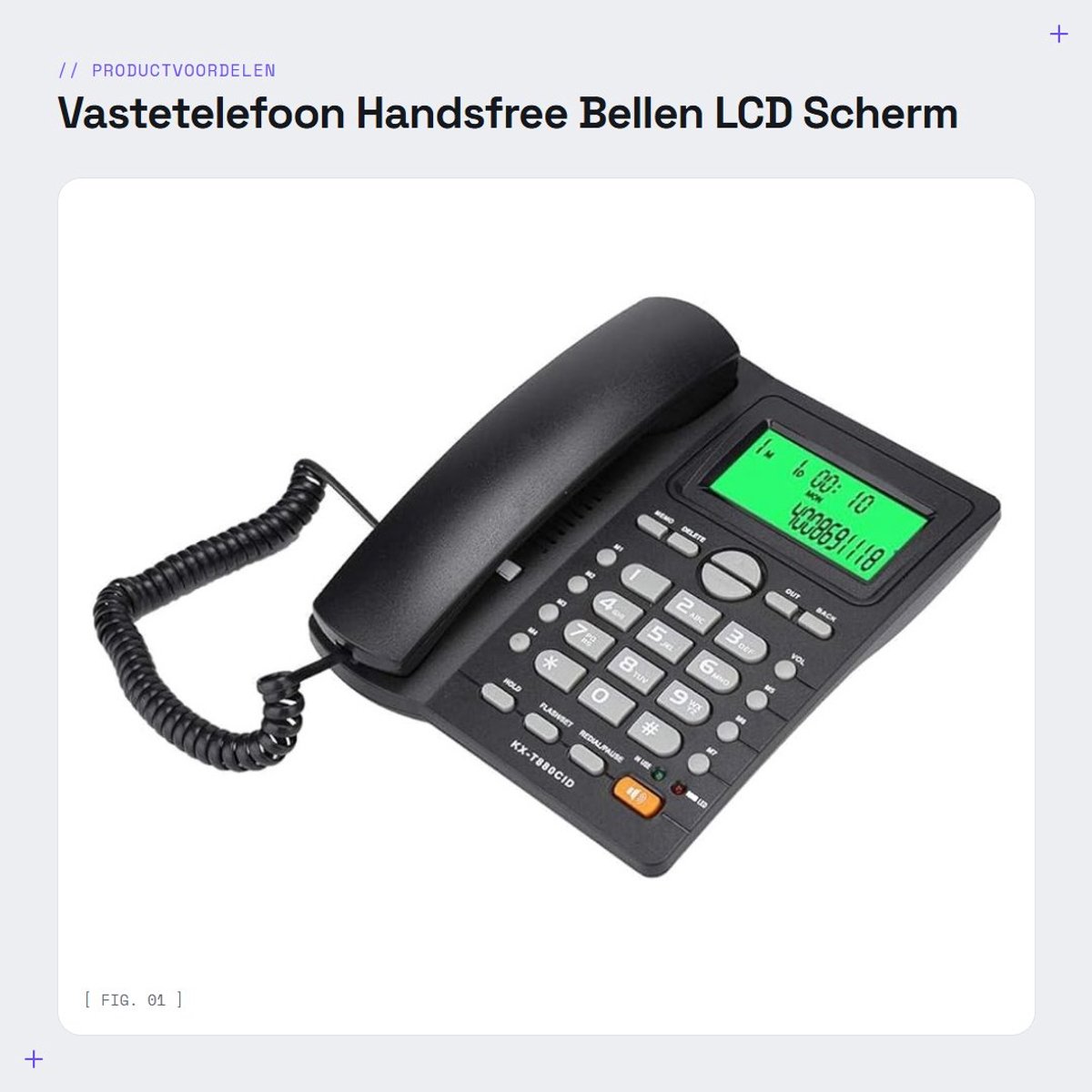 Dailygoods- Vaste Telefoon met LCD-scherm - Draadloze Telefoon - Handsfree Bellen - Nummerherhaling - Pauze/Hold-functie - Materiaal ABS