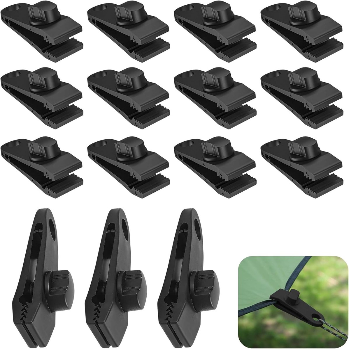 Set van 15 Windbestendige Clips voor Zeilen, Tentdoeken en Beschermdoek, Ideaal voor Bevestigen en Stabiliseren