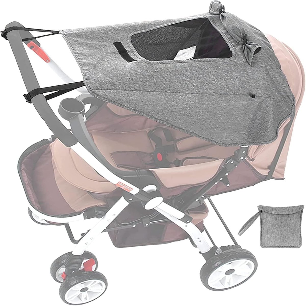 Thijox - Kinderwagen Zonnescherm UV50+ Bescherming, Verstelbare Kinderwagenkap met Schuifdak, Universele Kinderwagenhoes voor Wandeling en Picknick, G