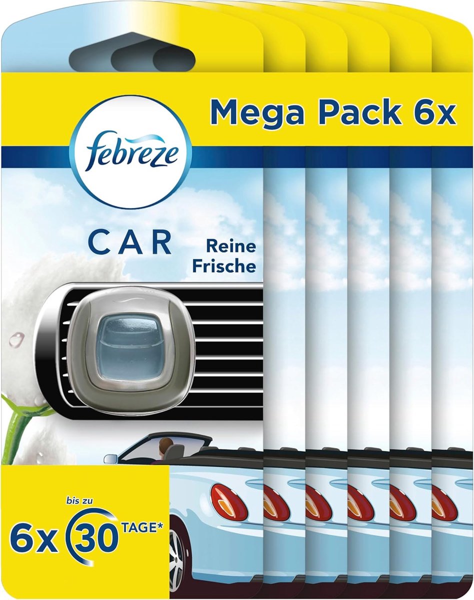 Thijox - Auto Luchtverfrisser Pure Freshness 12 ml - Geurverwijdering Technologie - 6 x 2 ml - Frisse Katoengeur - Voor Auto, Caravan, Boot - Tot 30 D