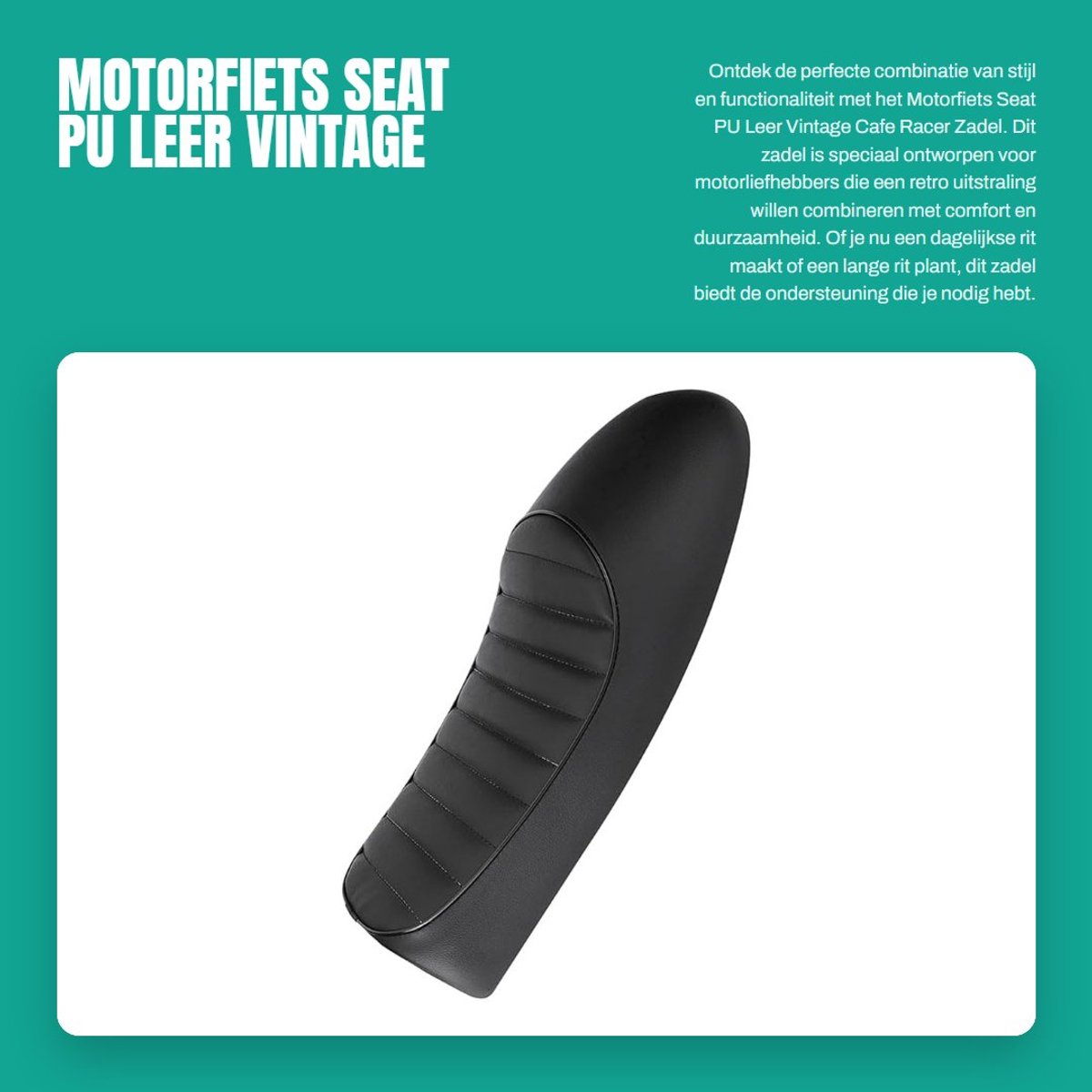 Dailygoods- Motorfiets Zadel PU Leer - Vintage Cafe Racer - Eenvoudige Installatie - Montagebeugels - Comfortabel Zitgevoel - Duurzame Prestaties - Motorzadel
