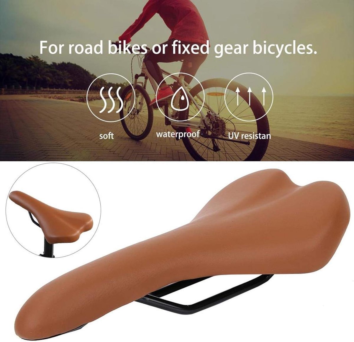 Zachte en duurzame fietszadel van PU-leer, waterdicht en comfortabel voor racefietsen, eenvoudig te monteren
