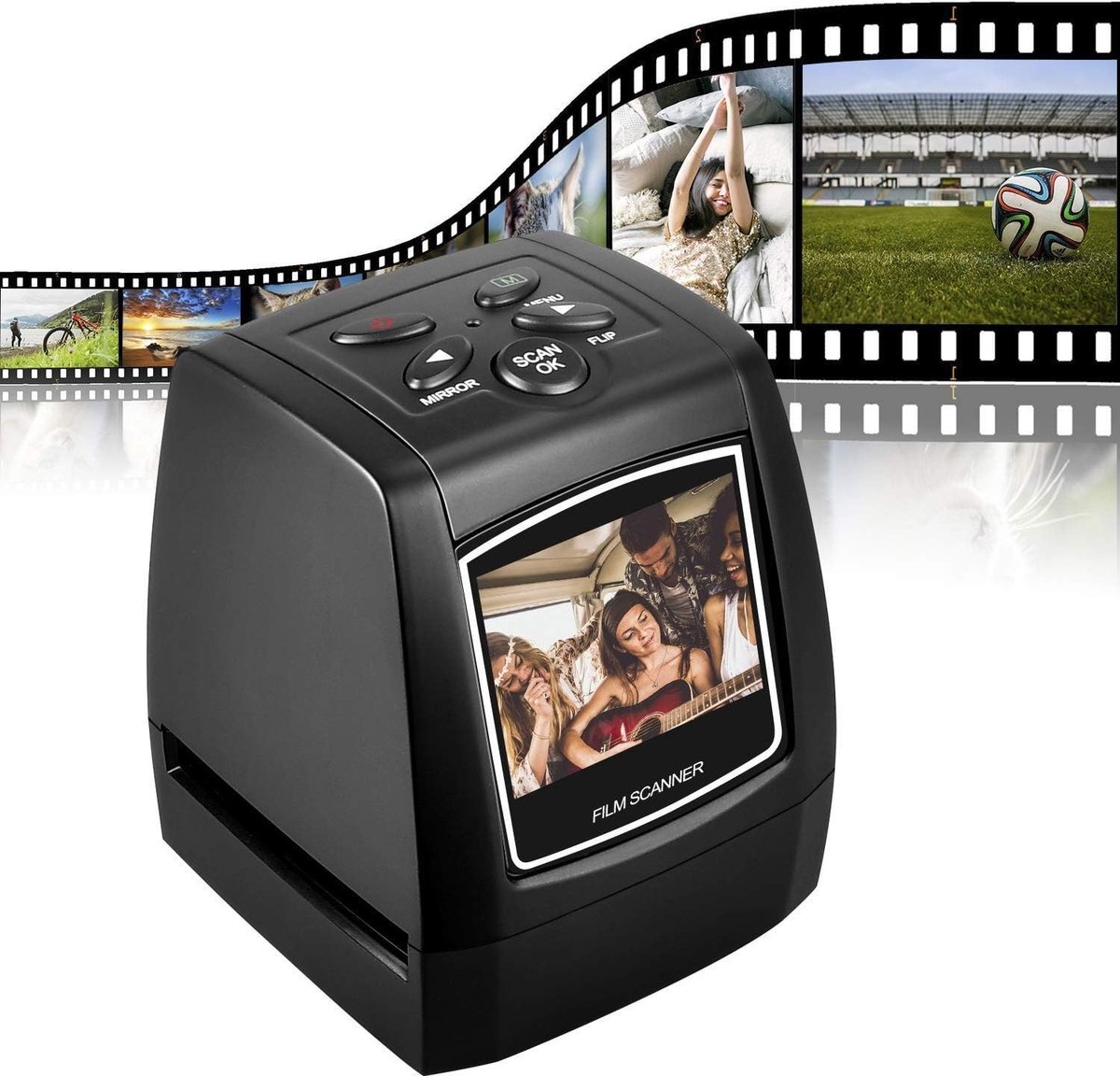 Fotoscanner naar digitaal - Zwart - 2,4 inch LCD - Film- en diascanner met 1800 dpi - Voor thuisgebruik