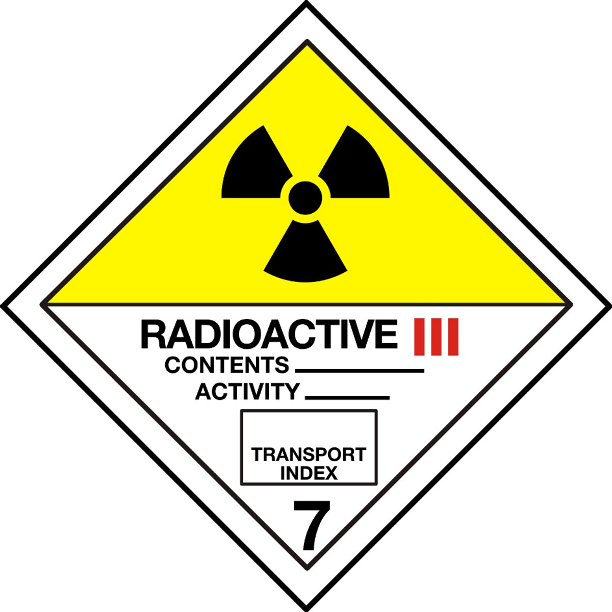 ADR 7C sticker radioactief categorie III 200x200 mm - vinyl
