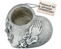 CULT at home Heart Grave Decoration for Grave Candle, Grave Decoration, Stone Heart, Tombstone, Roses and Praying - ShopVlot