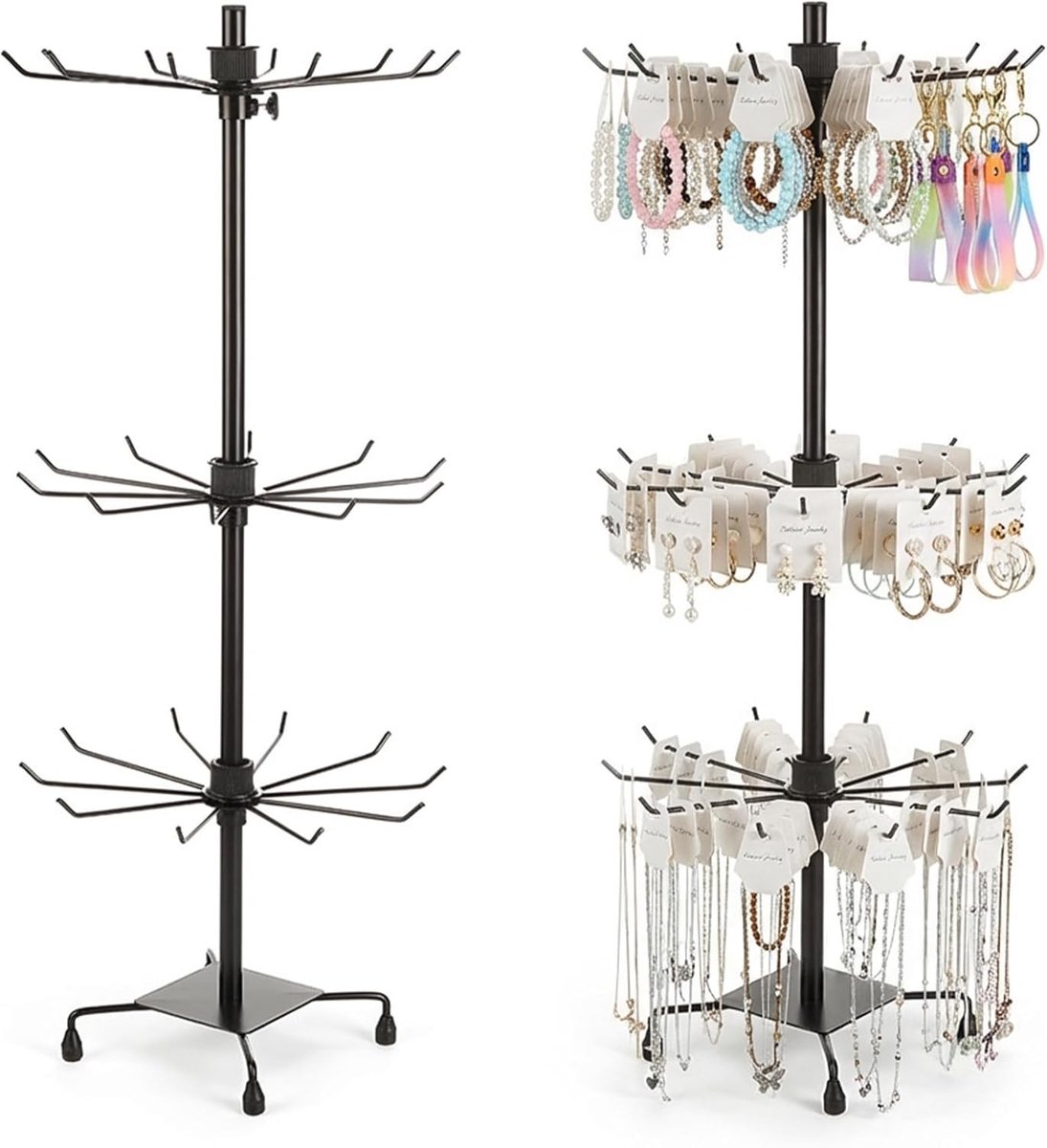 Verkoopstandaard - Metaal - 77 cm - Draaibare Sieraden Display met 3 Niveaus - Voor Handelaren en Boutique-eigenaren