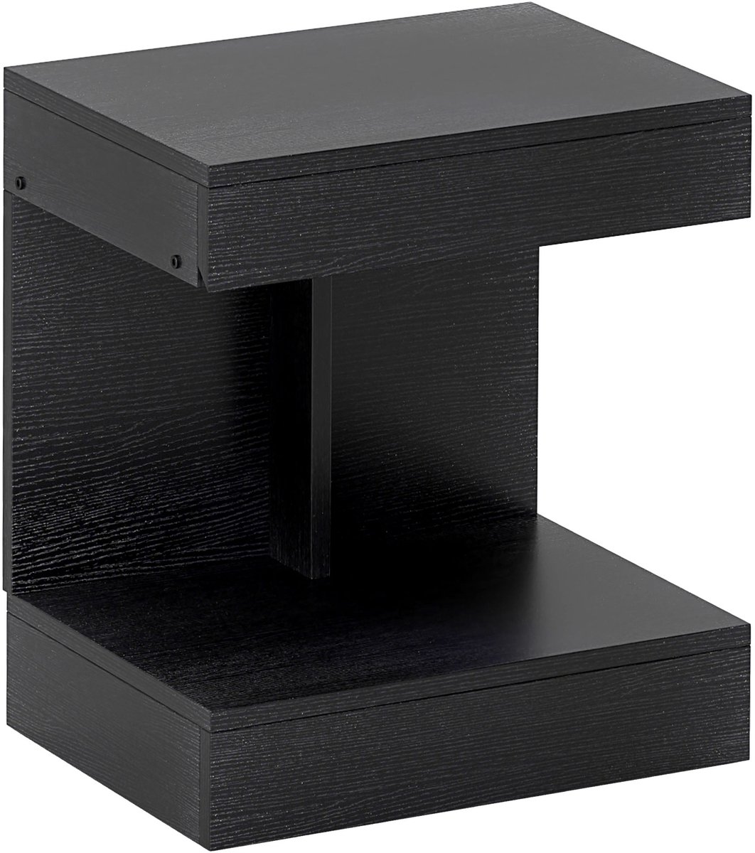 Clruro Nachtkastje - 40 x 30 x 46 cm - Lade en Open Vak - Ruimtebesparend - Zwart