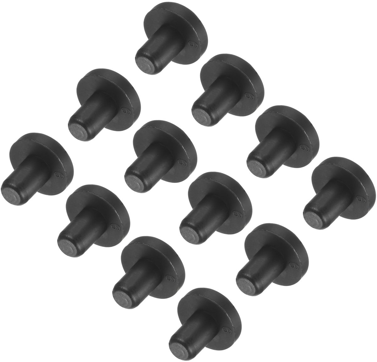 12 Stuks Gummistopfen 6x13mm Siliconen Stoppen voor Gaten in Meubels en Flessen, Zwart