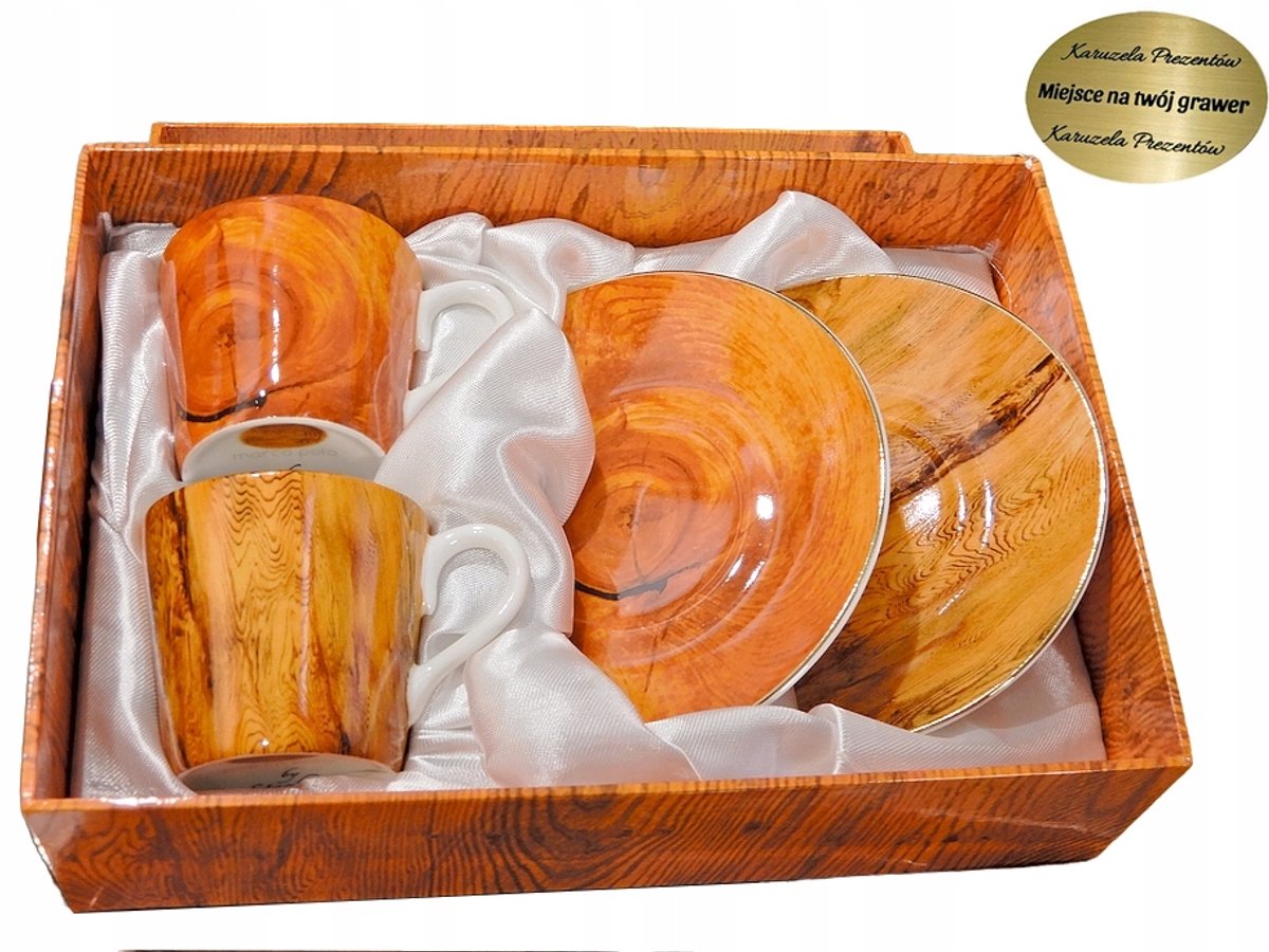 2x Porseleinen Kopjes met Schotels in Decoratieve Doos - 110 ml