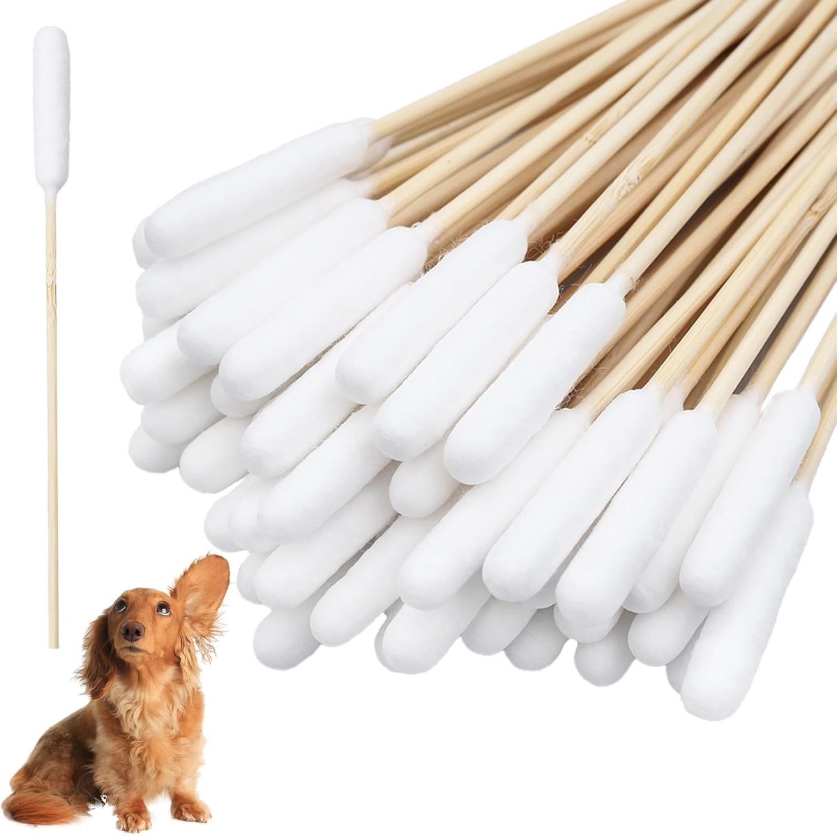 Wattenstaafjes voor Huisdieren - Wit - 15 cm - Katoenen Oorreinigers voor Honden