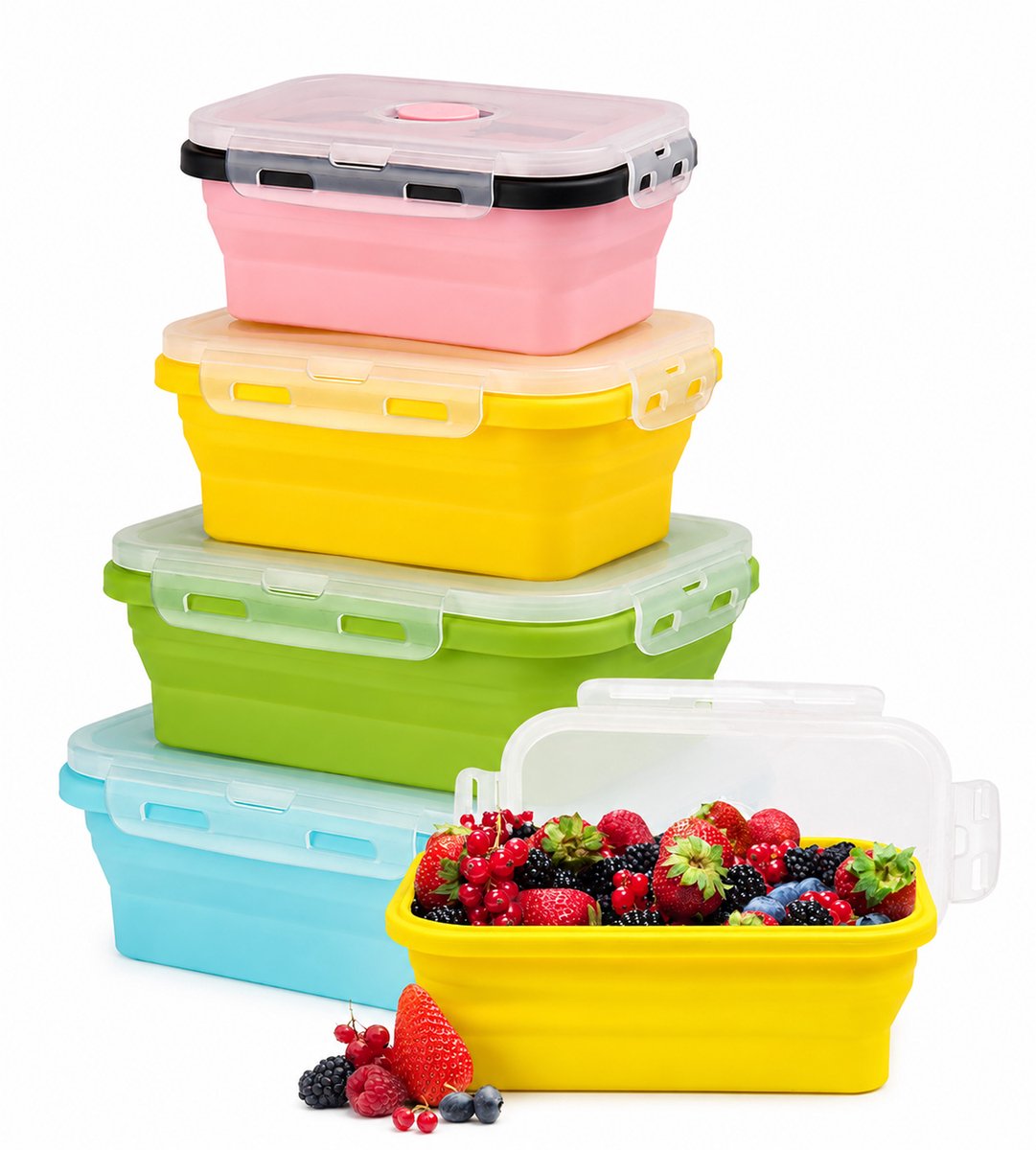 Opvouwbare siliconen vershoudbakjes - 800/1200 ml - 4 stuks