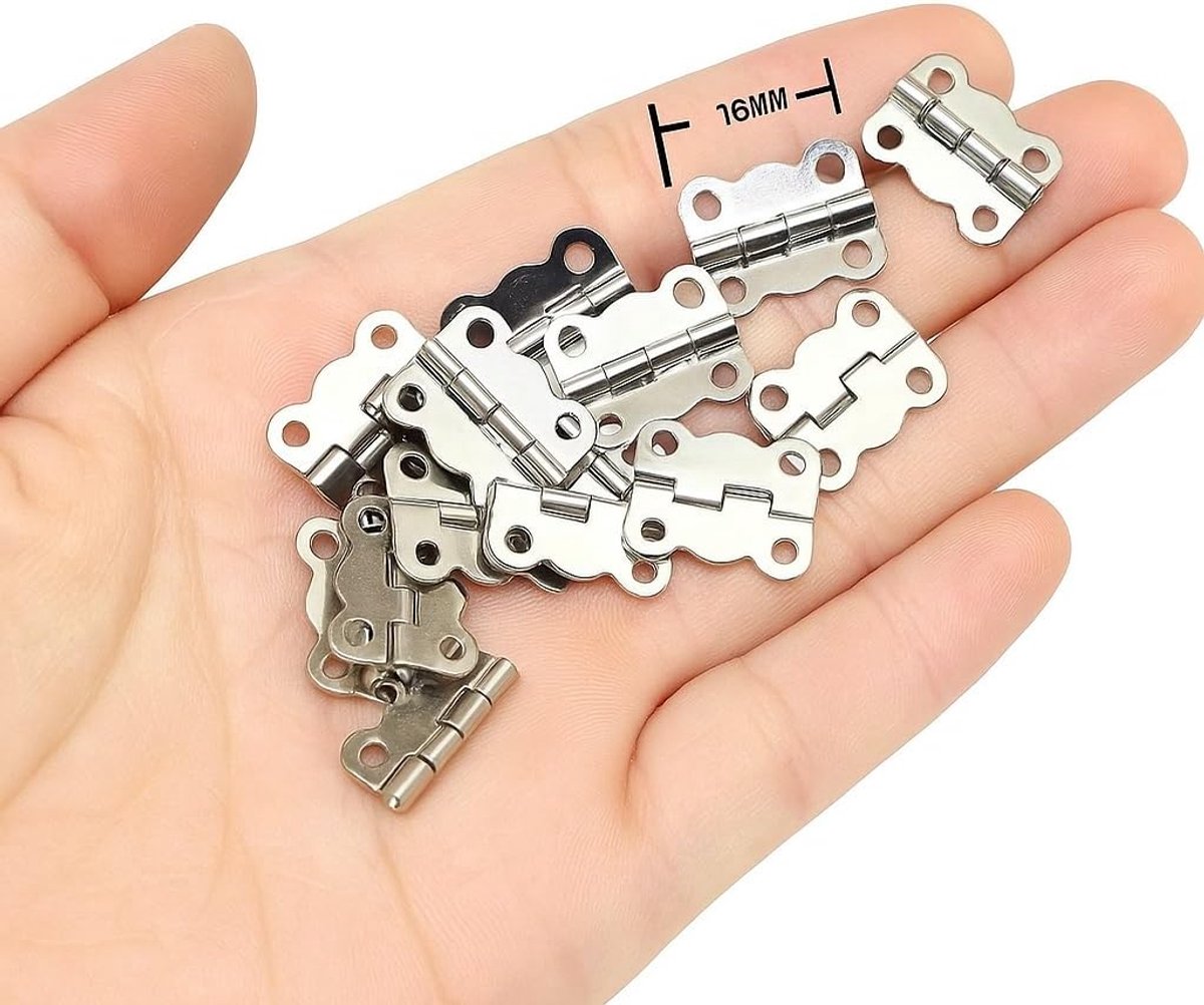 Metalen scharniertjes set 40 stuks - 16x13 mm zilverkleur - duurzaam en stevig - ideaal voor meubels - ShopVlot
