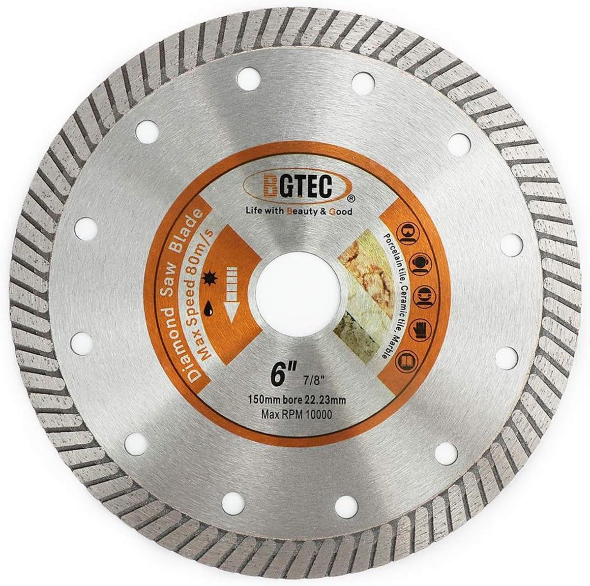 Diamantschijf 150mm - Superdunne Turbo Diamantschijf - Voor keramische tegels en natuursteen - Schone snedes - ShopVlot