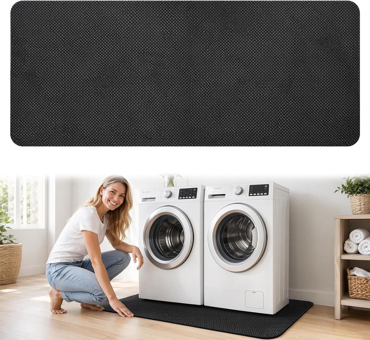 Antislipmat wasmachine extra groot 70 x 160 cm - dubbelzijdig PU - waterdicht - voorkomt trillingen - ShopVlot