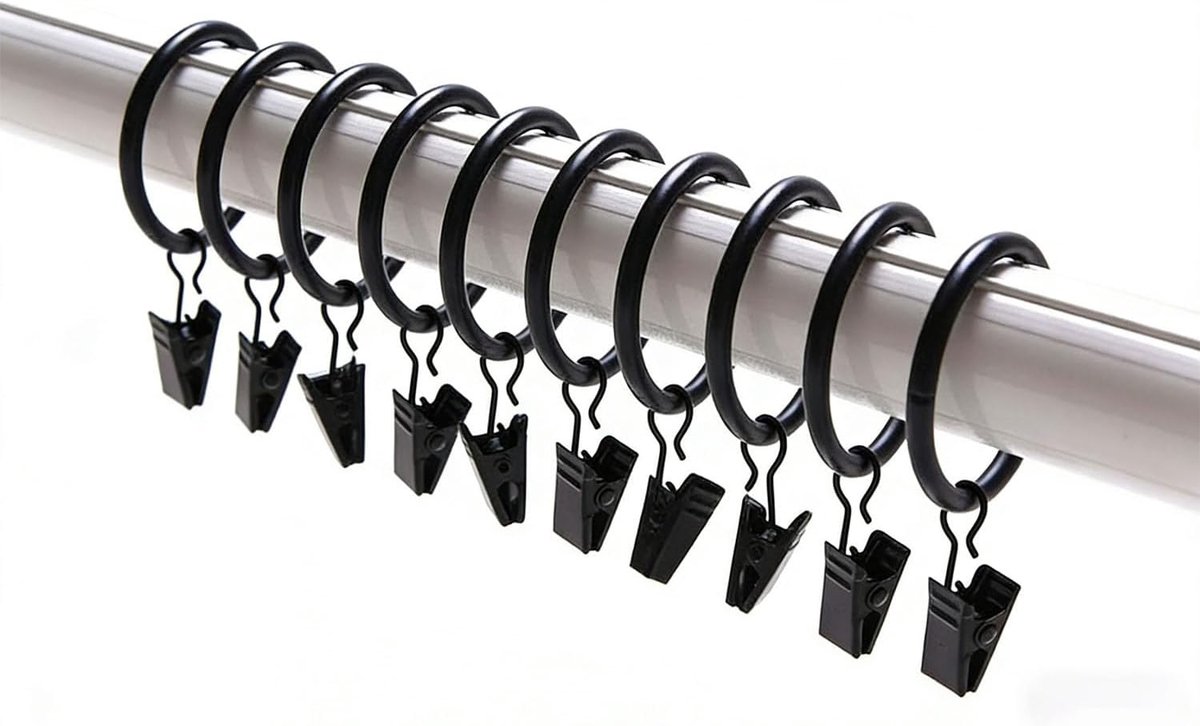 Gordijnringen met clips 25mm - sterk metaal - decoratief ontwerp - eenvoudig te bevestigen - ShopVlot