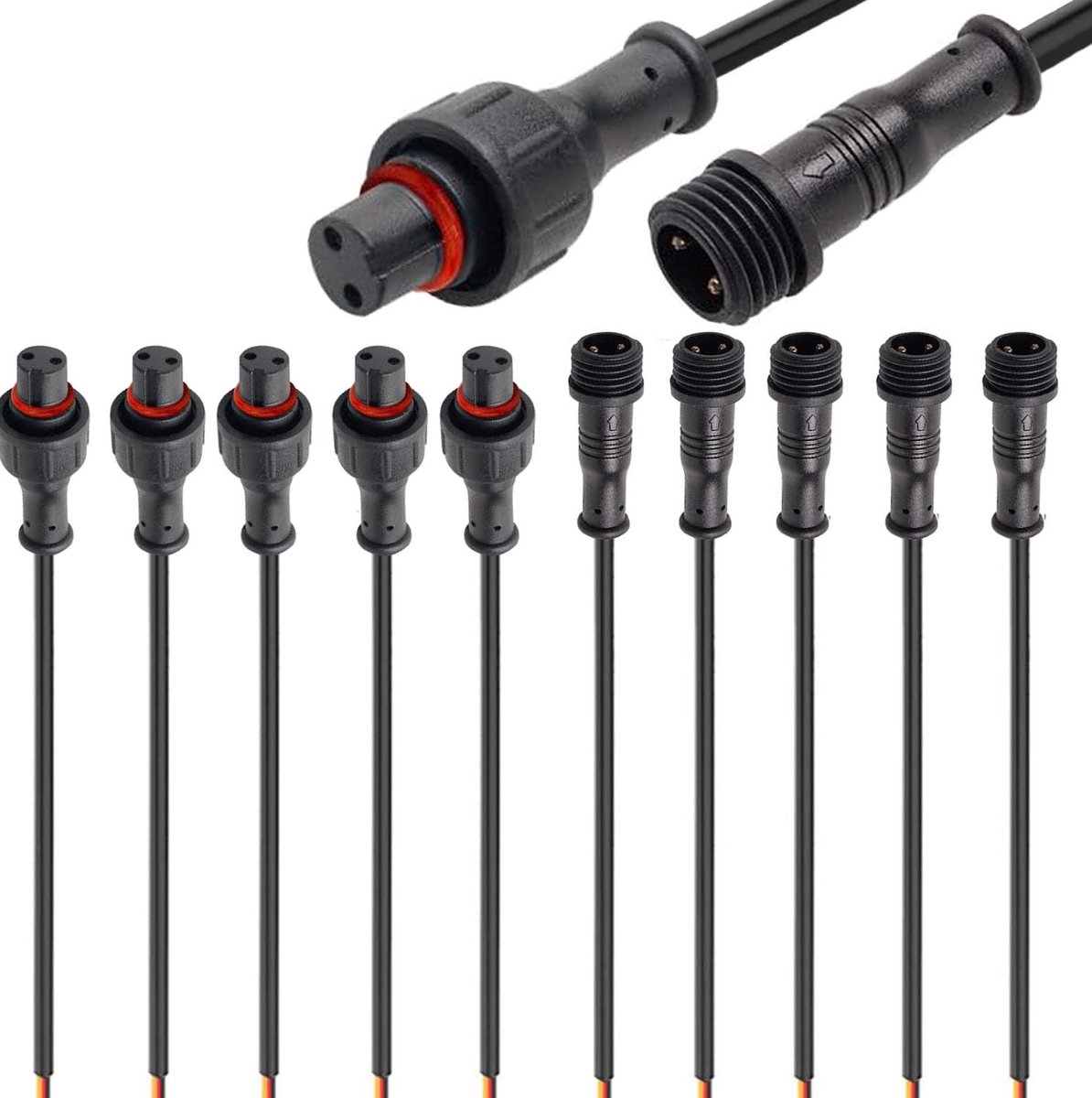 2-pins waterdichte stekker 20 cm - PVC materiaal - IP67 bescherming - ideaal voor voertuigen - ShopVlot