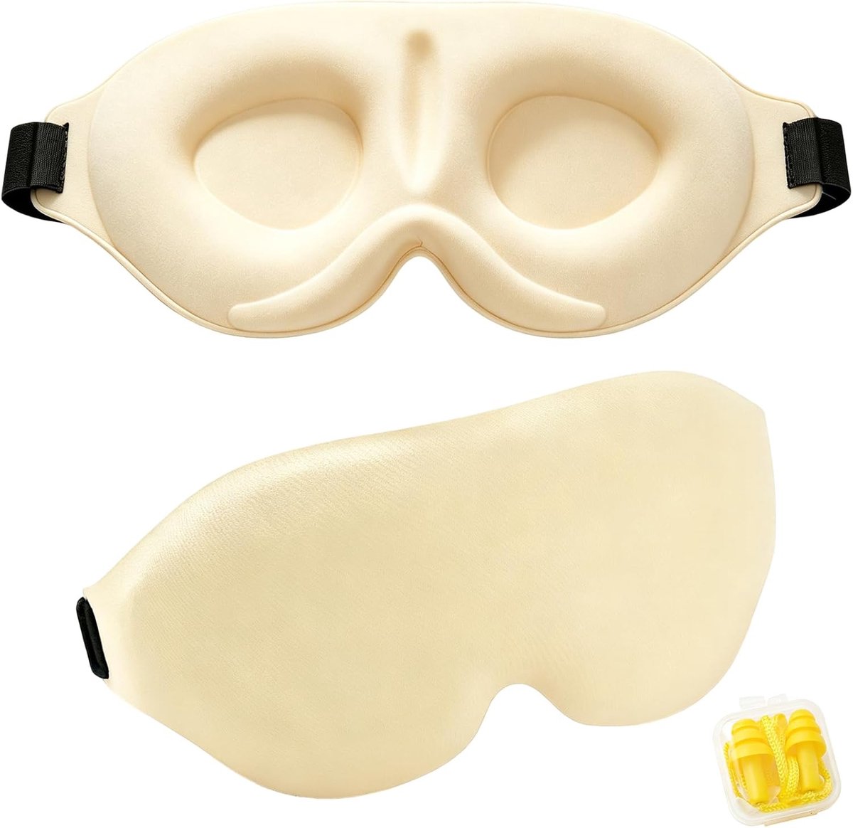 Slaapmasker 3D oogholtes - beige - lichtblokkerend - optimale slaapervaring - ShopVlot