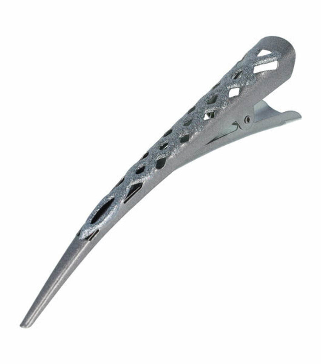 Haarsoires Duckklem Haarspeld 13cm – Basic – Opengewerkt Glitter – Metaal – Zilver Grijs - Sterke Haarclip voor Styling & Dagelijks Gebruik - Hair Clip - Decoratieve Haaraccessoire