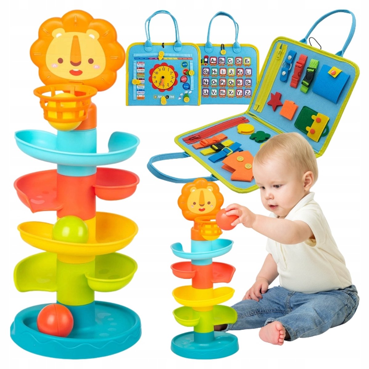 Merkloos Montessori Speelgoed: Knutselbord & Ballentoren 2-in-1