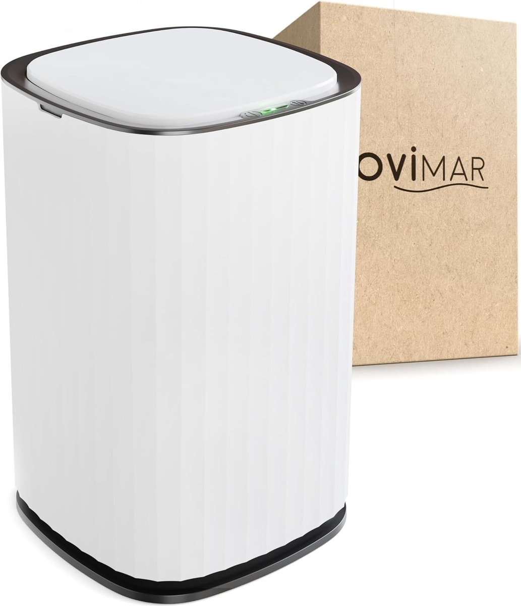 ovimar Sensor Badeimer Senja - Schwarz - Sensor Mülleimer - Kosmetikeimer beef - Eimer mit Deckel - 9l (Liter) - ShopVlot