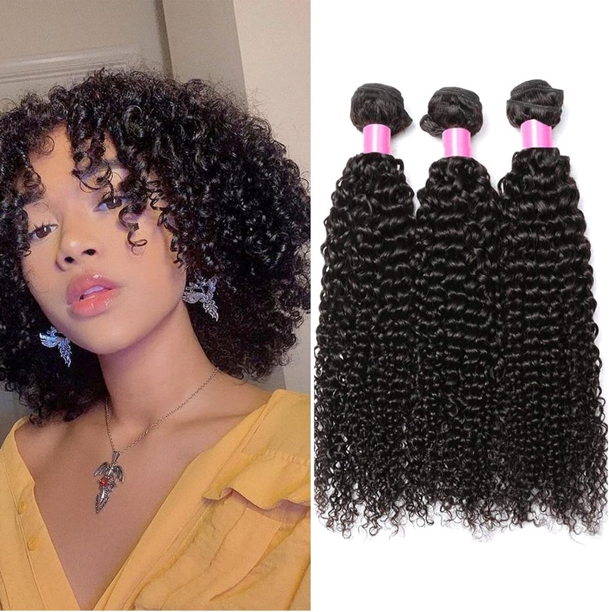 RICHAIR - 3 Brazilian Hair Bundles,Deep Curly,50g/Bundle,150g in total,10inch(25.40cm), Real Hair, Straight, Hair - ShopVlot