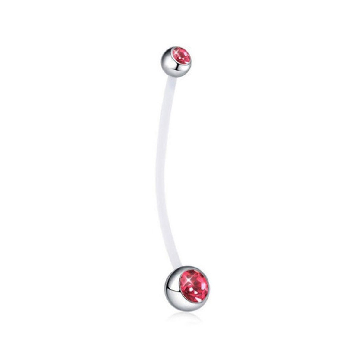 Zwangerschapspiercing | Zilverkleurig | Rode Steentjes | Zwanger | Navel Piercing