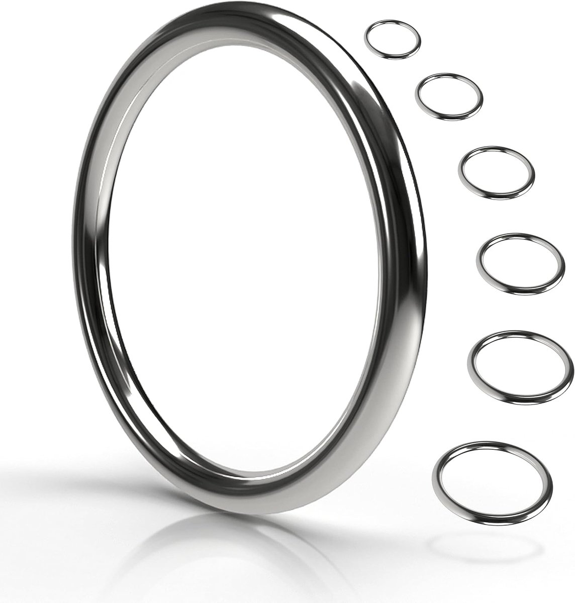 Stainless Steel Rings Selectable 20 mm - 50 mm - 10 Pieces - Weatherproof - Rustproof - Heavy Duty - ShopVlot