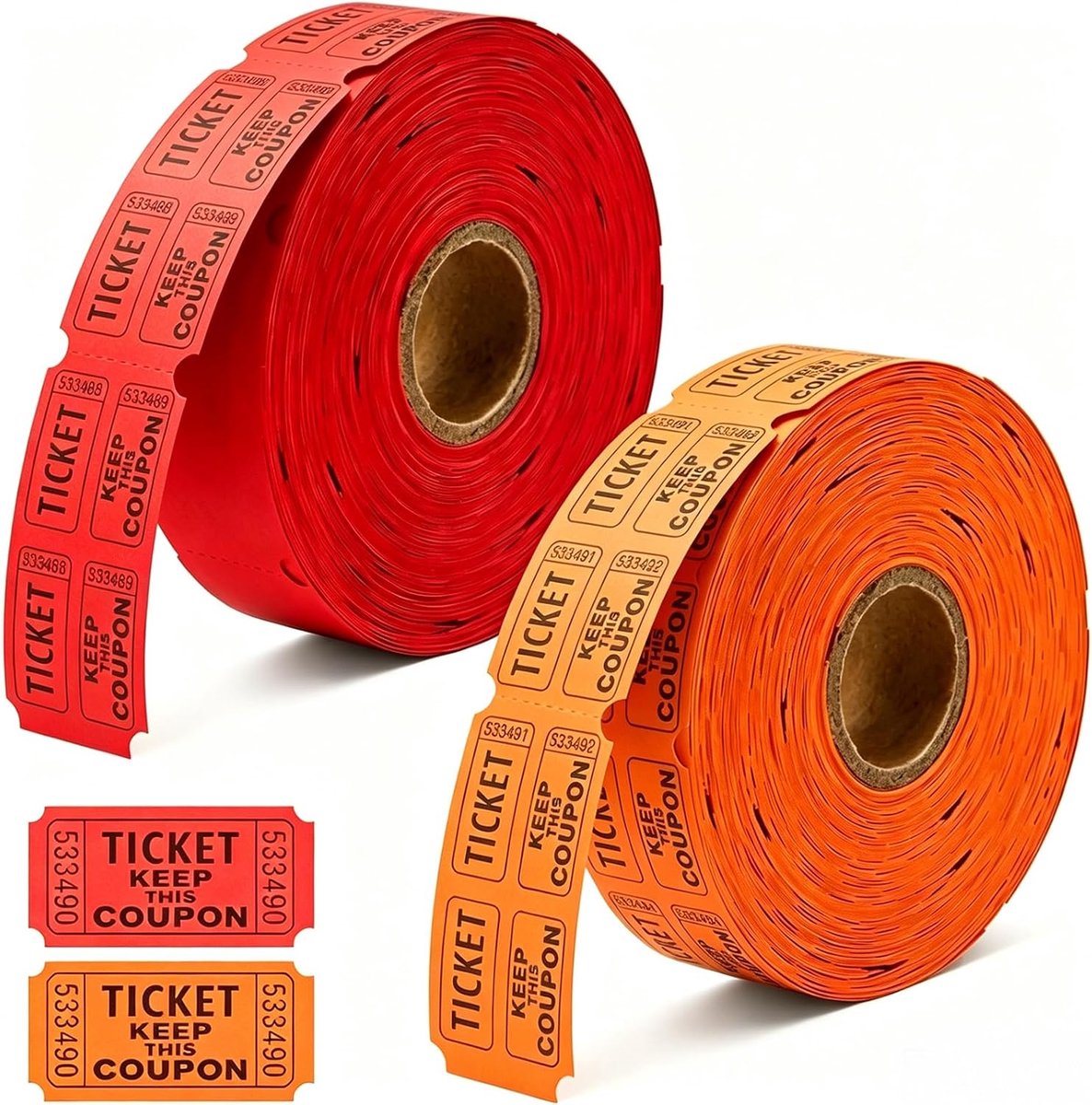 BlackQuill 2000 stuks loterijtickets met perforaties en opeenvolgende nummers, enkele ticketrol voor evenementen - ShopVlot