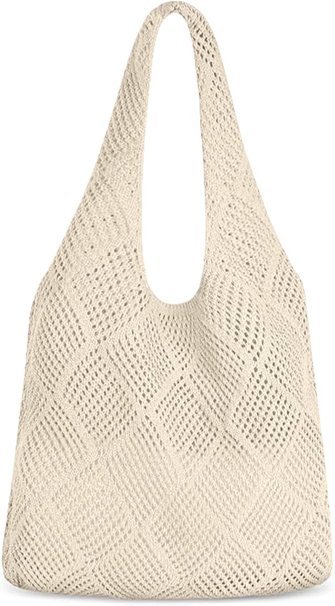 Schoudertas retro - gebreid - beige - stijlvol design - perfect voor dagelijks gebruik - ShopVlot