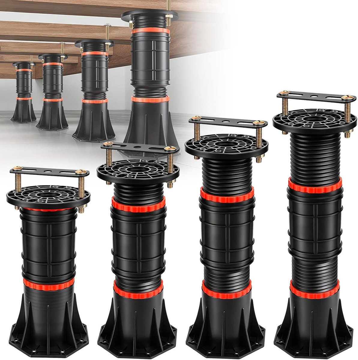Bedsteunpoten verstelbaar 21-34 cm - metaal - hoge draagkracht 2000 kg - perfecte stabiliteit voor bedframe - ShopVlot