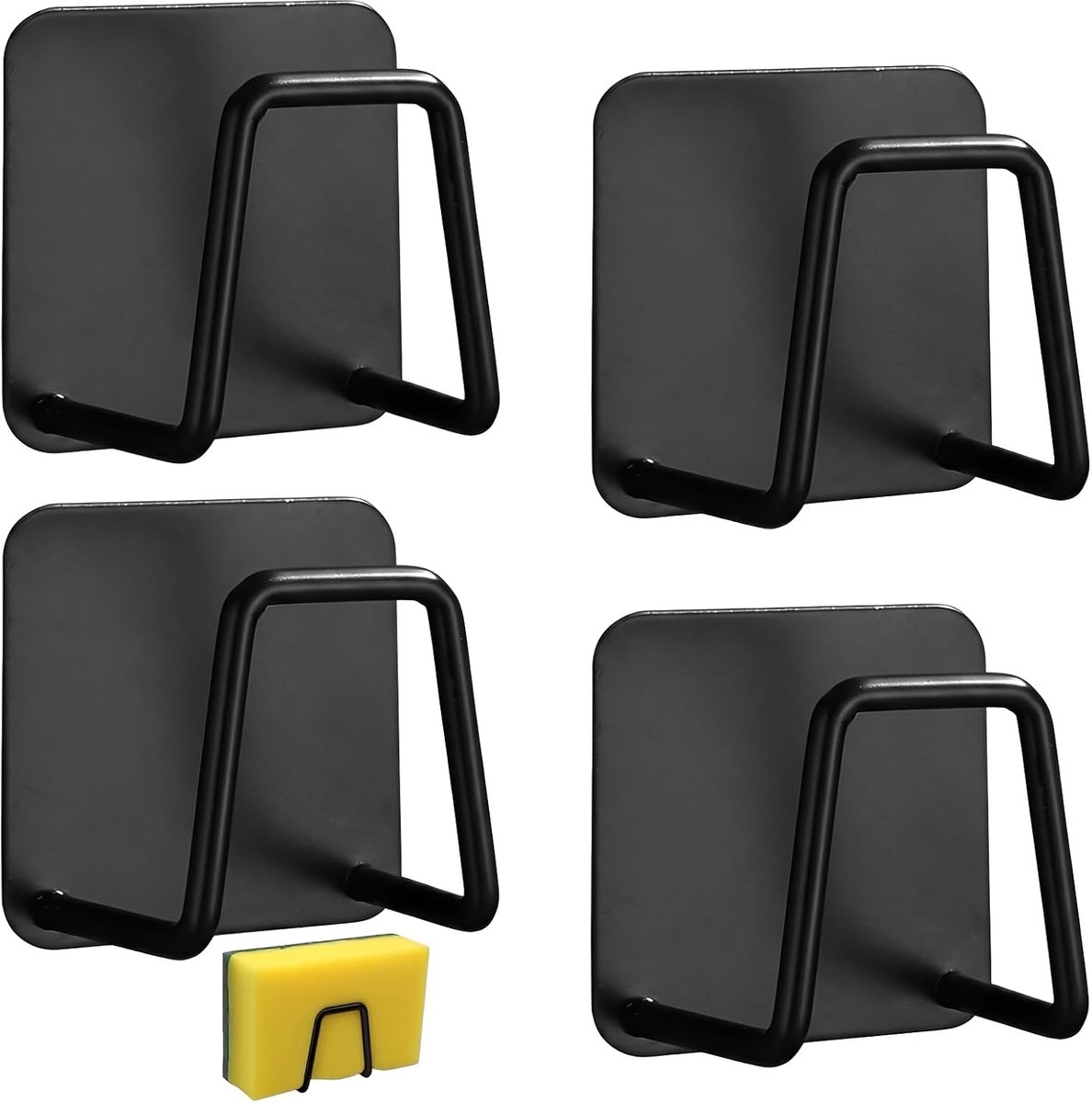 4 stuks sponshouders voor keukenspoelbak, sponshouder van roestvrij staal, zelfklevend, sponshouder voor wastafel - ShopVlot