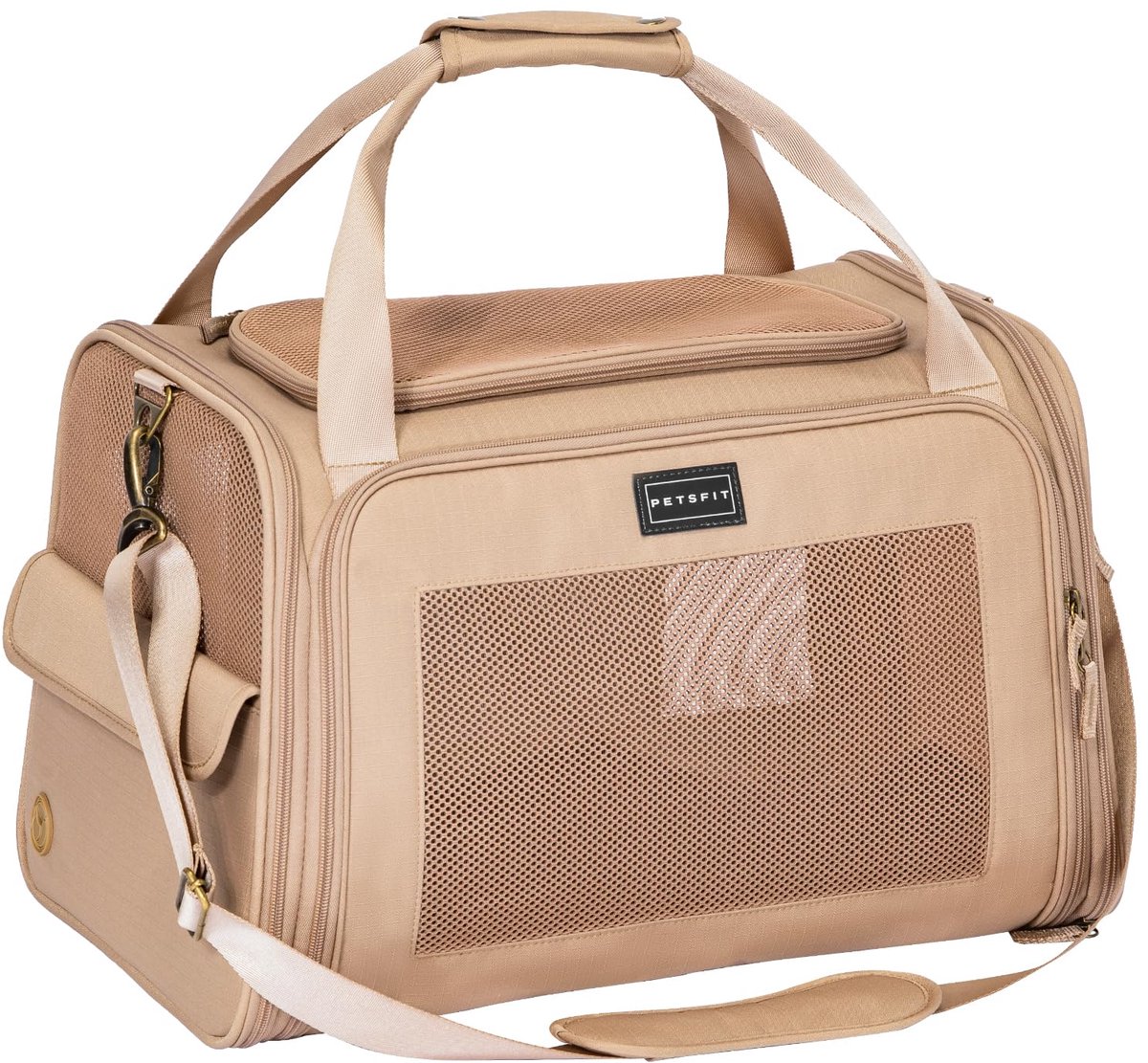 Famanu – Opvouwbare transportbox voor honden en katten, draagtas voor kleine honden en katten, met verstelbare schouderriem en zacht kussen, maat M