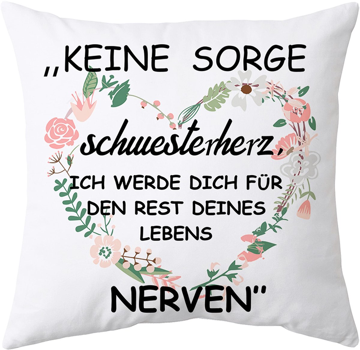 Kussenhoes voor zus 45x45 cm met tekst