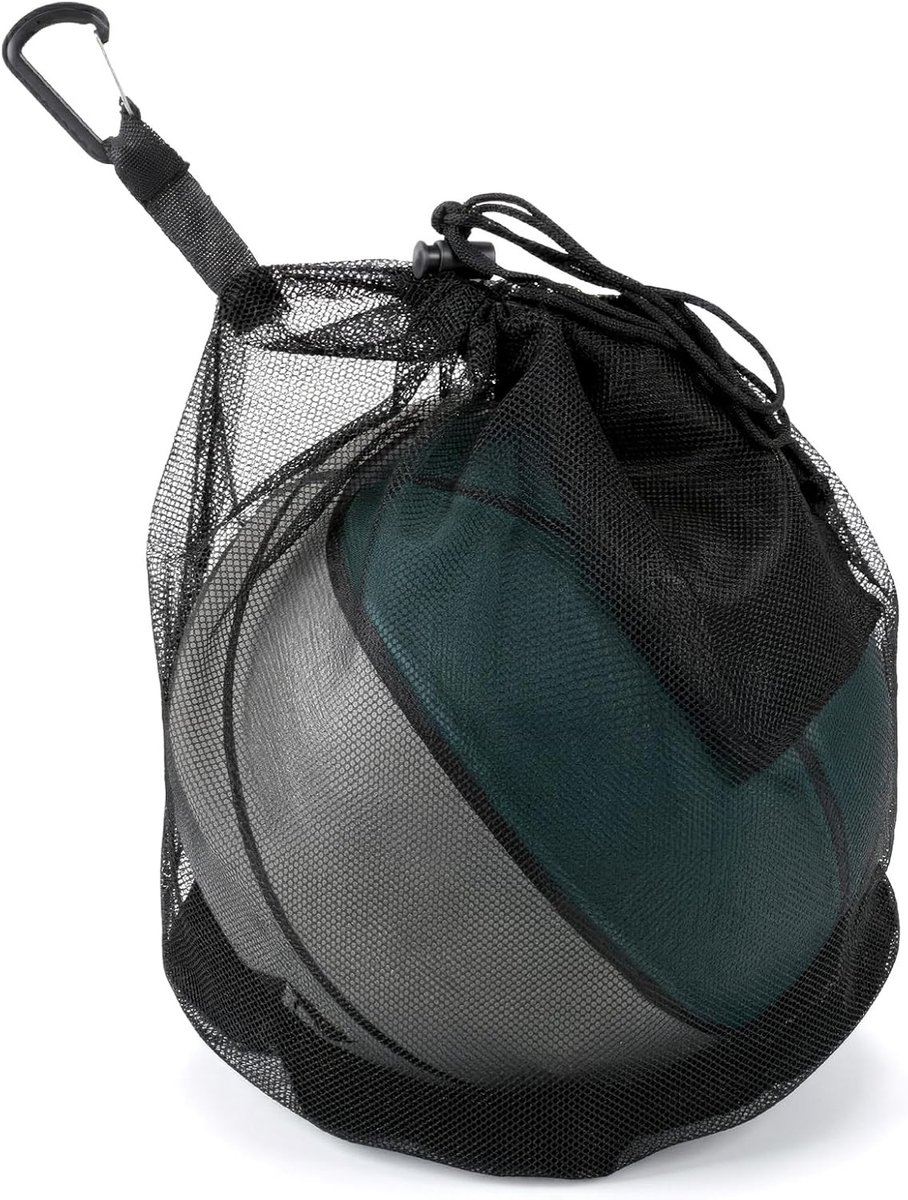 Basketbal Opbergtas - Zwart - 27 cm - Duurzame Mesh Tas met Trekkoord - Voor Sportuitrusting