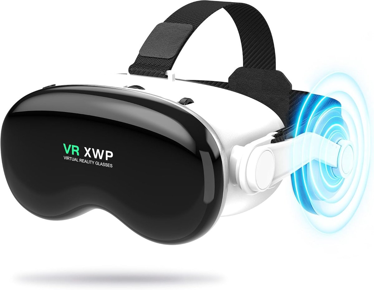 XWP VR Glasses with Headphones, 3D Virtual Reality Headset with HD Anti-Blue Light Lenses, Compatible with iPhone and - ShopVlot