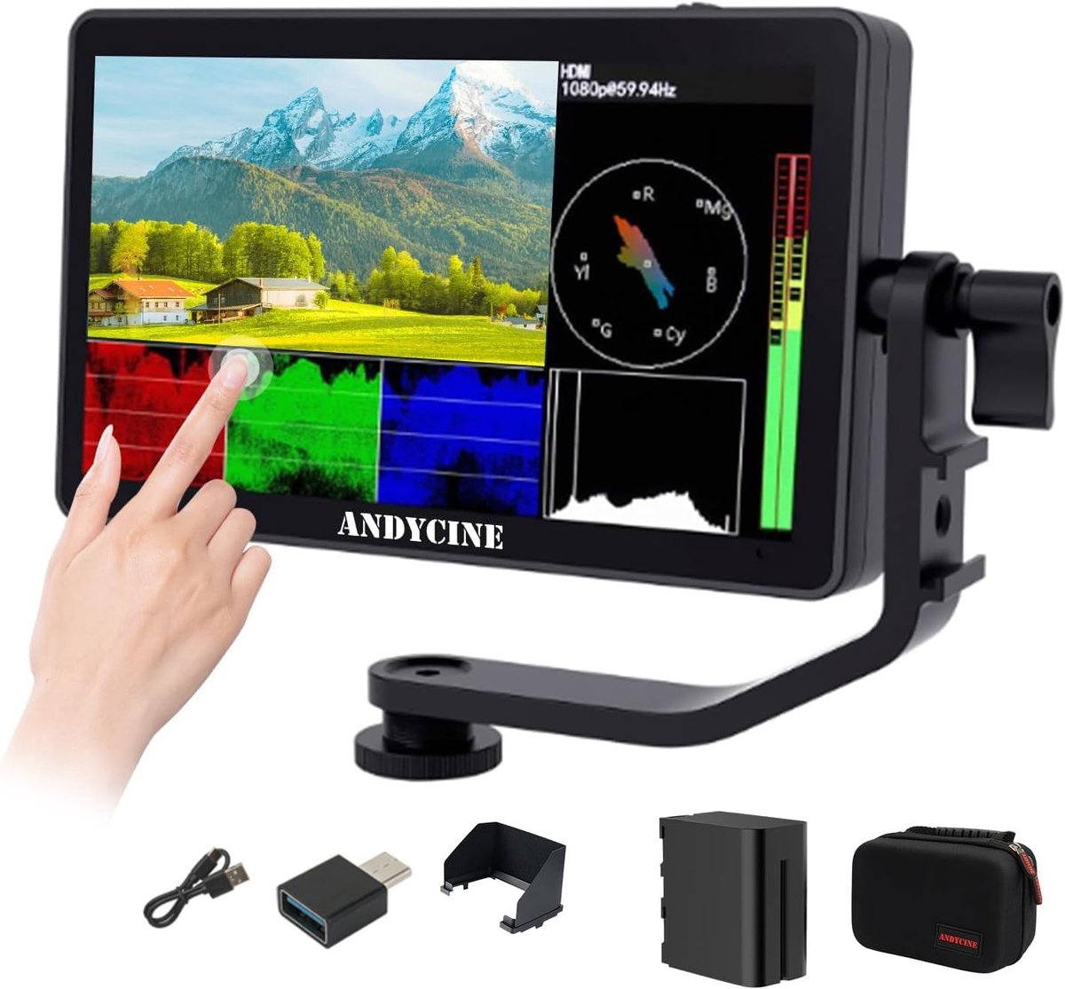 ANDYCINE C50 1600 Nits High Brightness Touchscreen camera-veldmonitor van 5,5 inch, Full HD 1920 x 1080, 4K - ShopVlot