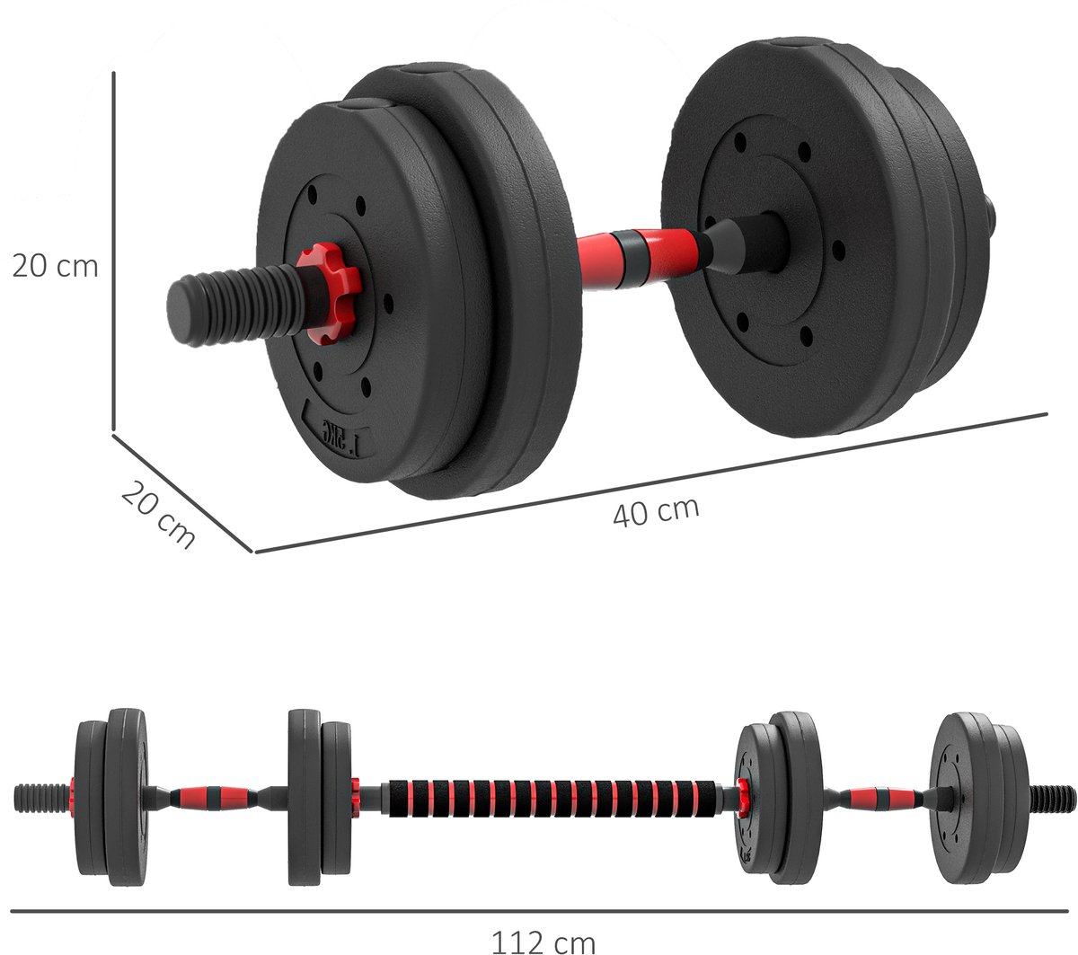 Verstelbare Dumbbells Set 15kg Halterstang voor Fitness Thuis en Sportschool thumbnail 5