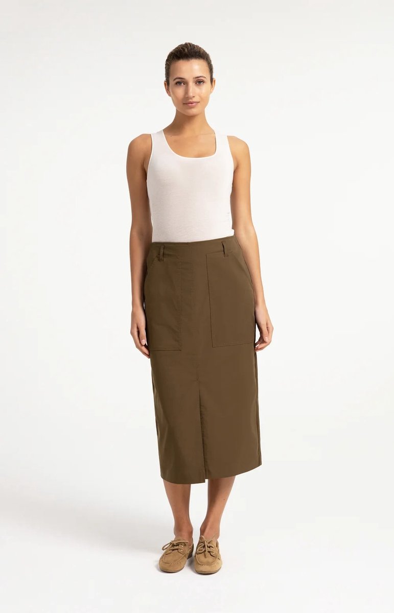 YAYA Midi rok met cargozakken kleur teak brown maat 36
