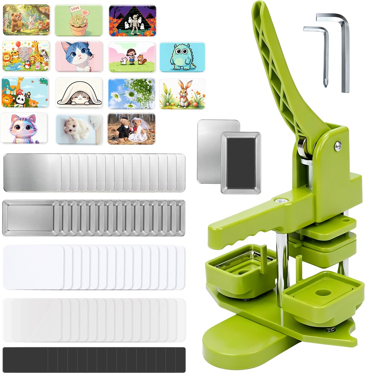 Magneet button maker - 60x40mm - Vierkante Penning Magneet Maakset - Magneetbadge met 100 sets accessoires - Fridge Magnets Badge Maker Machine - Buttonmachine - Pin maker