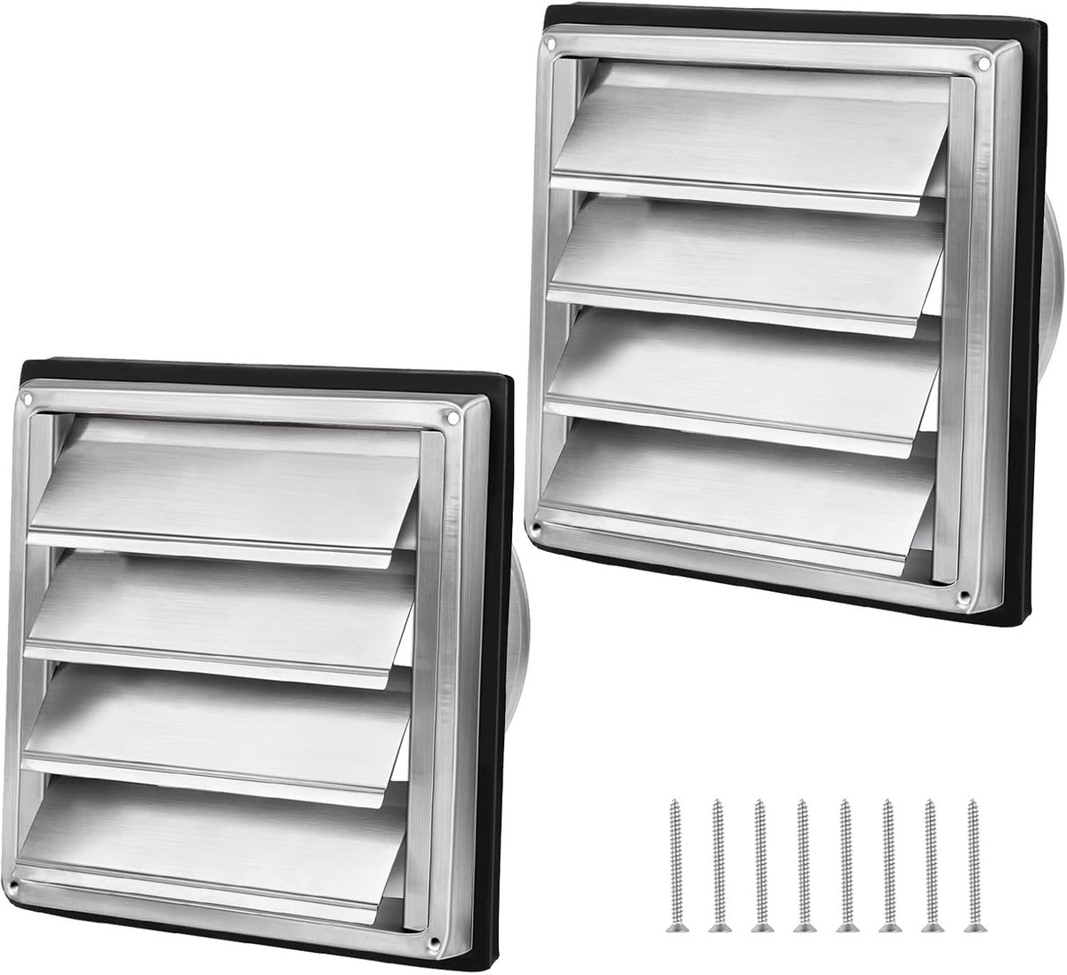 Ventilatie grille 125 mm - roestvrij staal - met beweegbare lamellen - ideaal voor afzuigkappen - ShopVlot