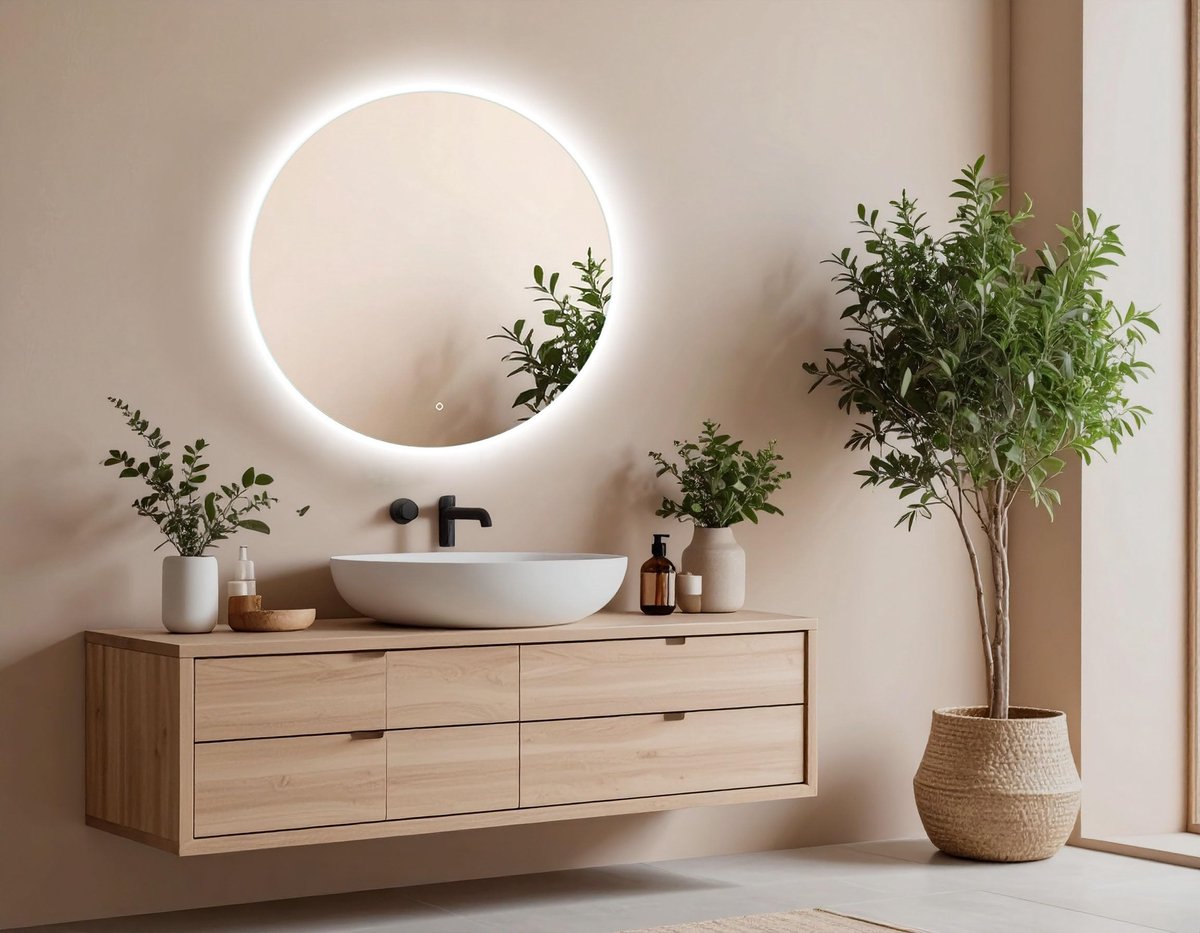 Venti Ronde Badkamerspiegel LED 50 cm, Achterverlichting - ShopVlot