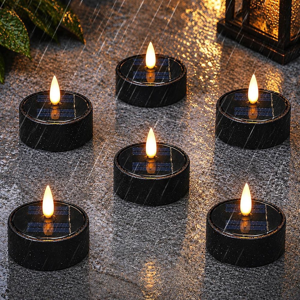 Theelichtjes op zonne-energie 6 stuks - LED-kaarsen - Oplaadbaar - Voor sfeervolle verlichting - ShopVlot