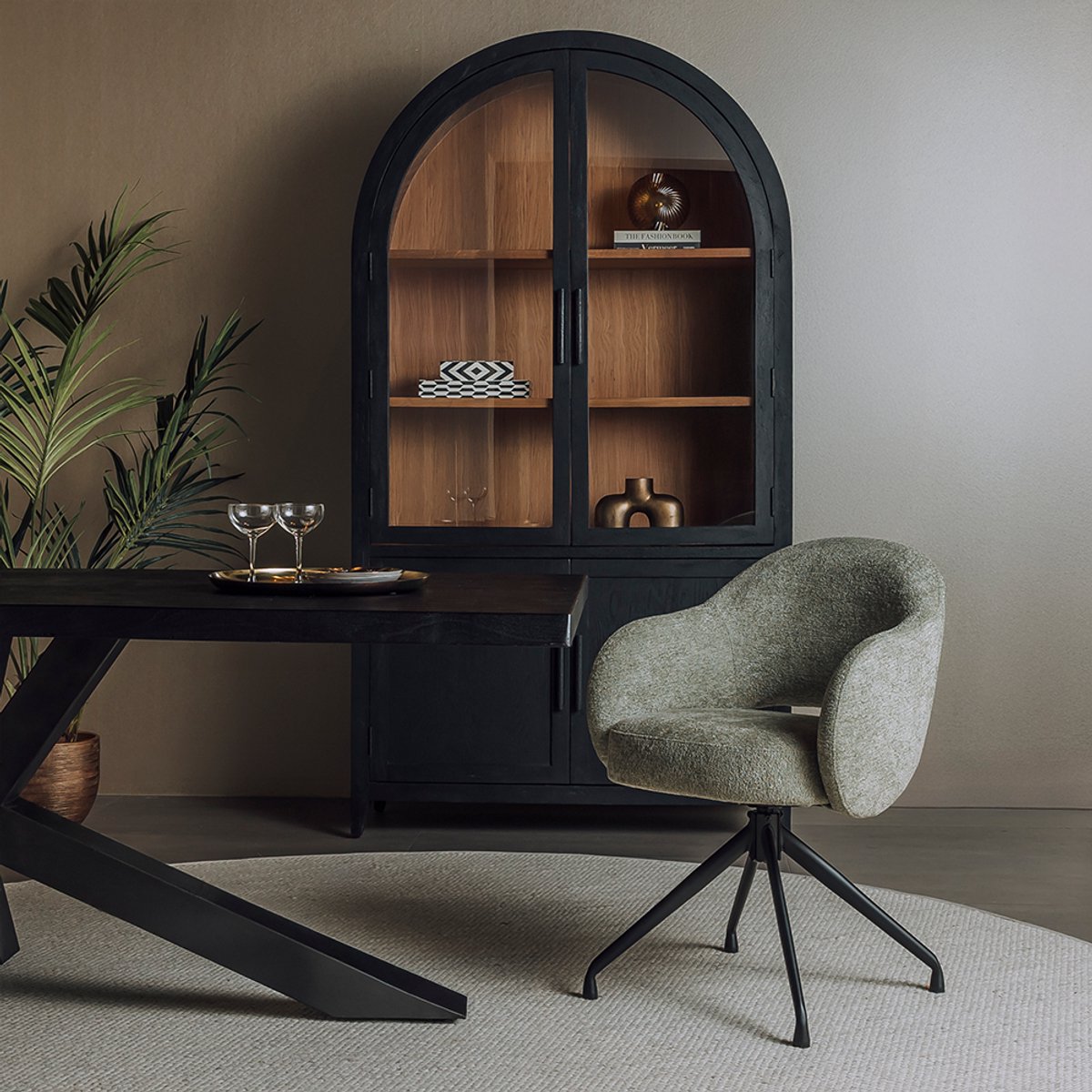 Tower Living Armstoel Porto Toro 135 Olive Draaibaar - Set van 2