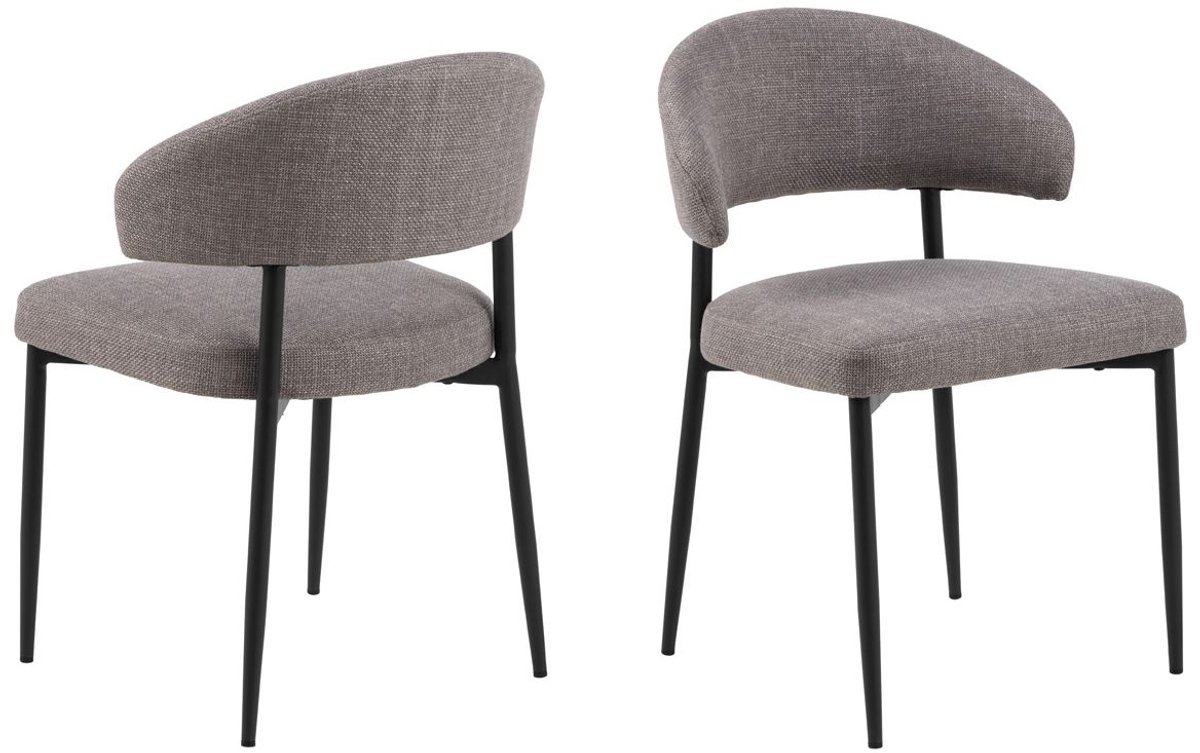 Eetkamerstoel Stof Lichtgrijs - Zithoogte 47,5cm - Catania - Giga Living - Set van 2