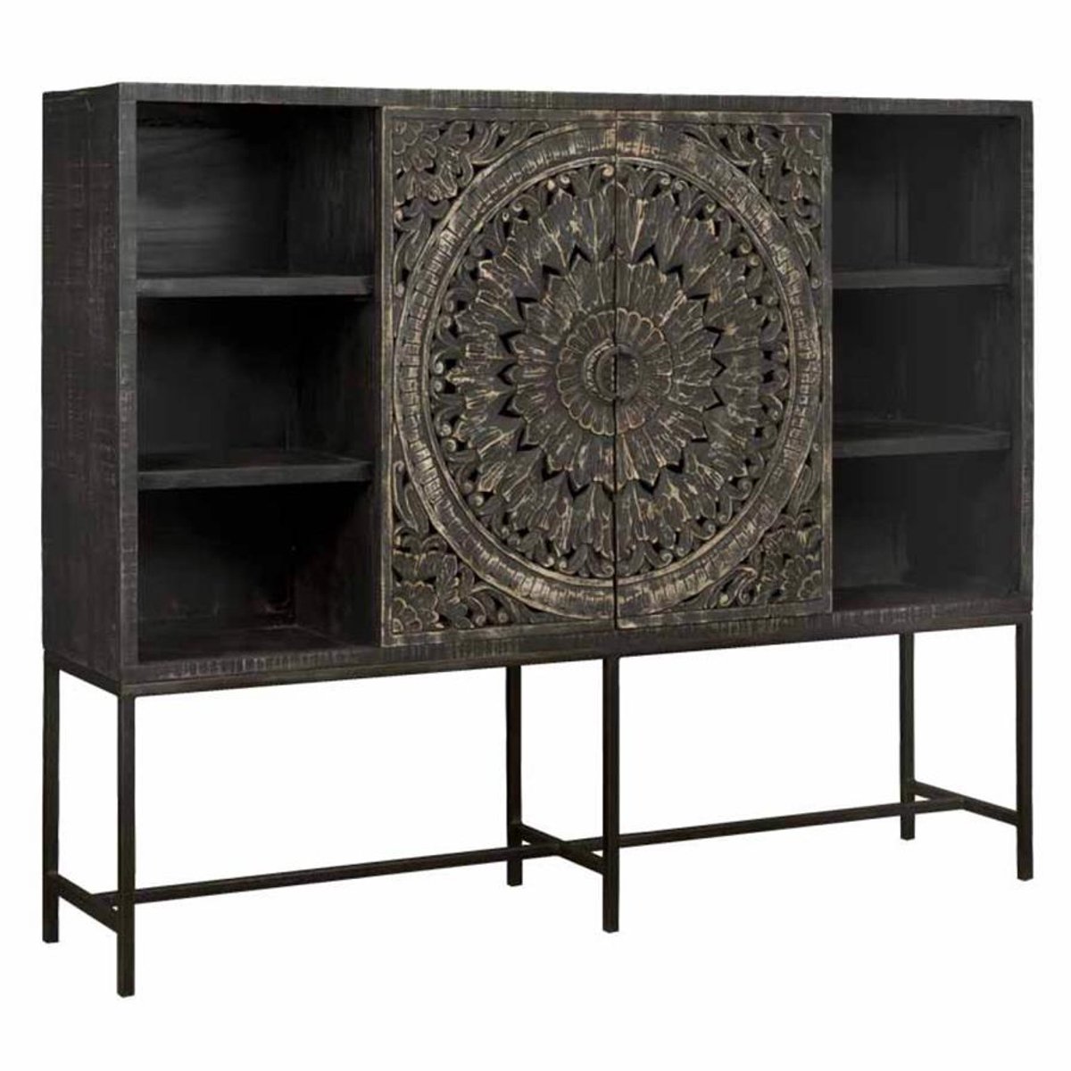 Tower Living Opbergkast Casina - Zwart Hout - 200x45x160cm