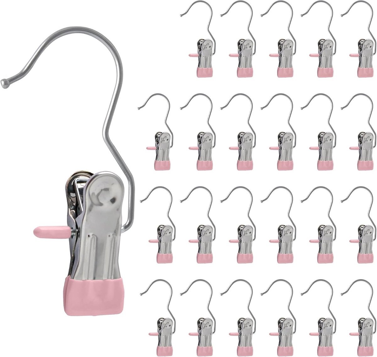 24Pcs Pink Stainless Steel Clothespins,Non-slip Wear Free - ShopVlot