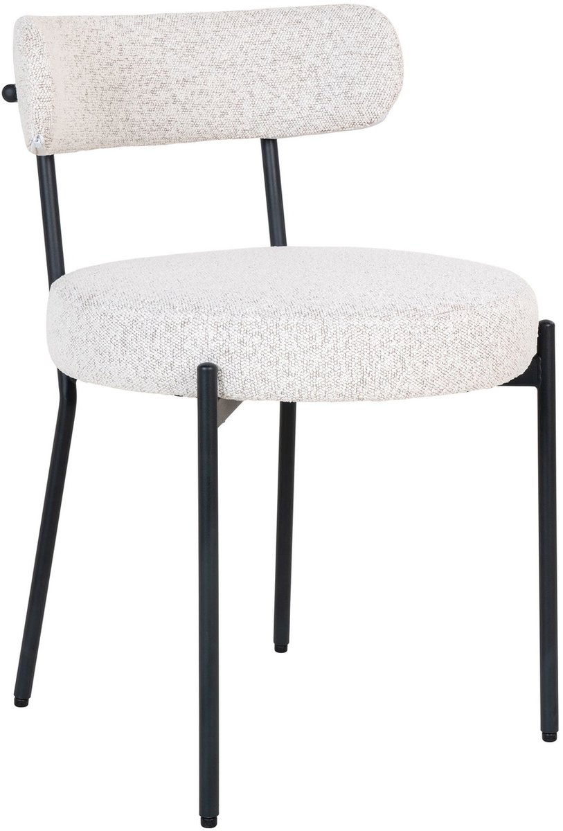House Nordic Eetkamerstoel Badalona - Wit Bouclé - Zithoogte 50cm - Set van 2