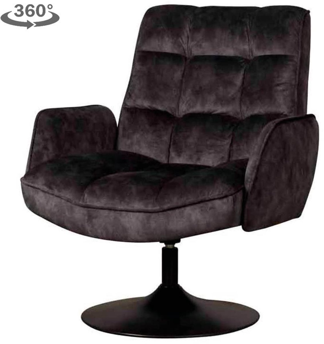 Tower Living Draaifauteuil Tropea - Donkergrijs Stof - Met Armleuning - 87x83x95cm