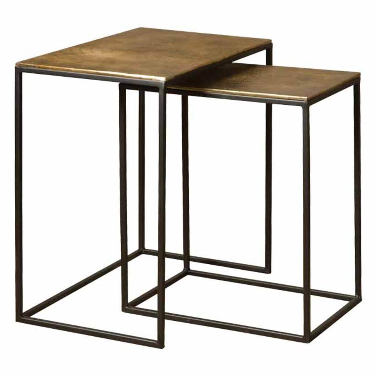 Tower Living Bijzettafel Renew Iron Set - Rond Brons Metaal - Ø55x56cm